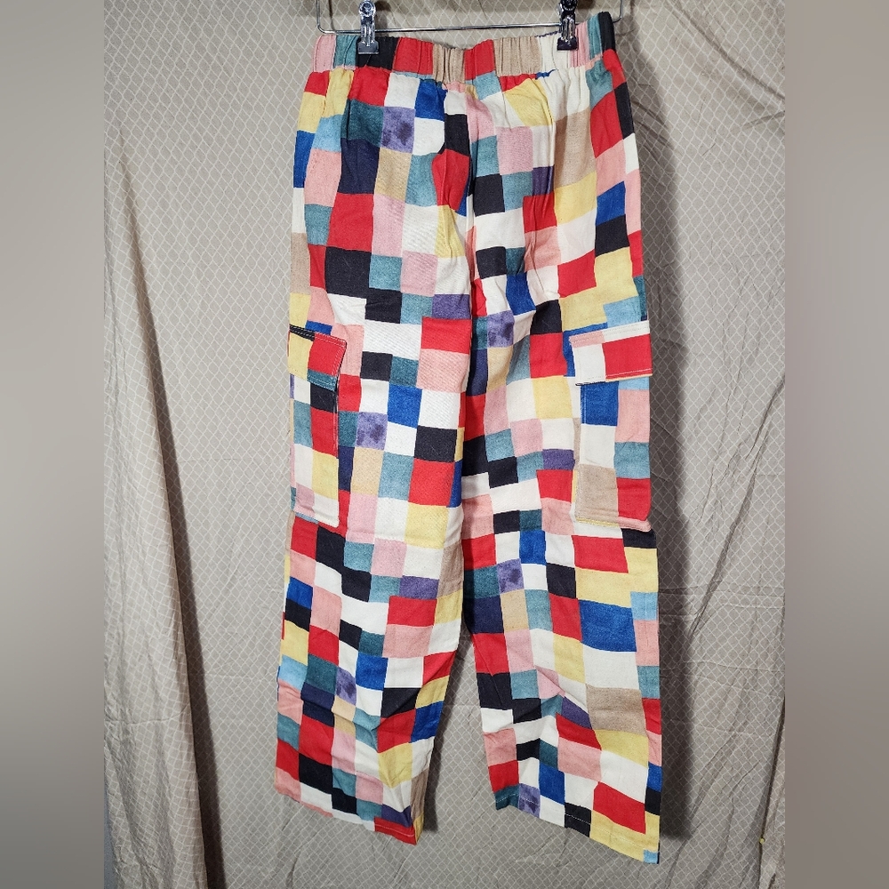 NWT sm wardrobe New York Crazy Clash Colorful Patchwork Wide Leg Women's Large - Picture 2 of 3